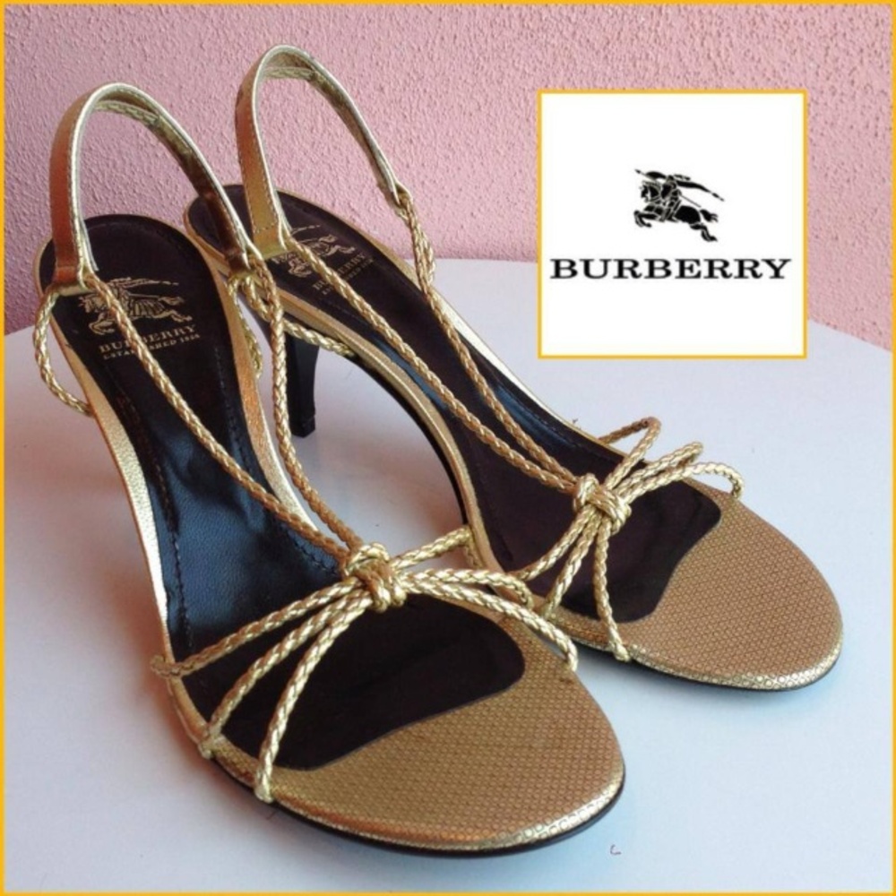 Burberry gold metallic leather heels